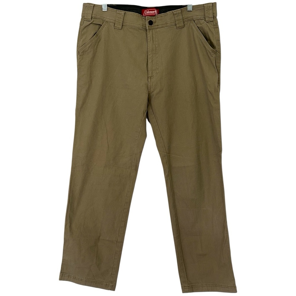 Coleman Men's Tan Chino‎ Flat Front Pants  Sz 36